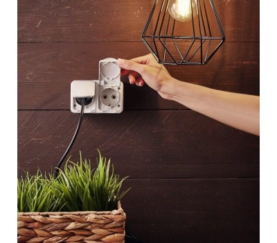 KRANZ (KR-78-0607) БЛОК ГОРИЗОНТАЛЬНЫЙ 2 РОЗЕТКИ (КЕРАМИКА) MINI OG IP54 С ЗАЗЕМЛЕНИЕМ, О/У, БЕЛЫЙ