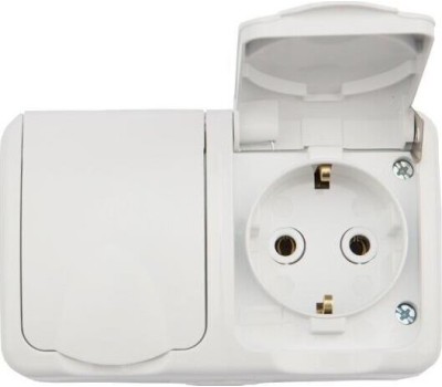 KRANZ (KR-78-0607) БЛОК ГОРИЗОНТАЛЬНЫЙ 2 РОЗЕТКИ (КЕРАМИКА) MINI OG IP54 С ЗАЗЕМЛЕНИЕМ, О/У, БЕЛЫЙ