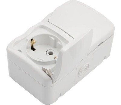 KRANZ (KR-78-0607) БЛОК ГОРИЗОНТАЛЬНЫЙ 2 РОЗЕТКИ (КЕРАМИКА) MINI OG IP54 С ЗАЗЕМЛЕНИЕМ, О/У, БЕЛЫЙ