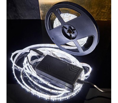 Лента светодиодная LAMPER (142-401) Комплект светодиодной ленты 5 м с блоком питания IP65, холодное белое свечение 6500 К LAMPER