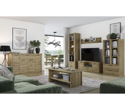 Модульная мебель АНРЭКС DOORSET Шкаф с витриной 1V2S. Цвет ДУБ НАВАРРА (2 уп.)