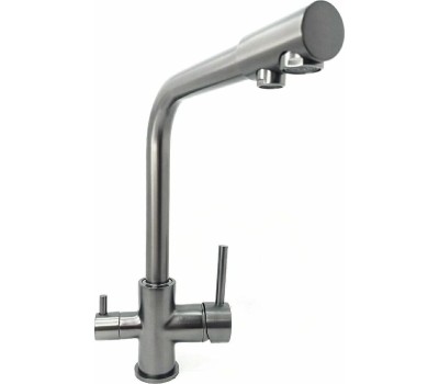 Смеситель для кухни MAGNUS 8247 Смеситель кухонный ГРАФИТ, шаровый, с двойным выпуском воды для фильтра, материал латунь