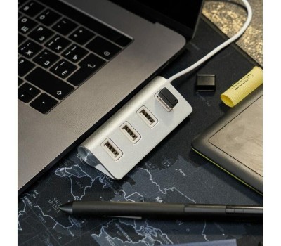 REXANT Разветвитель 4 USB-port серебристый