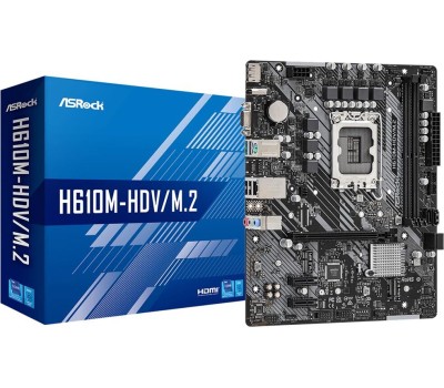 Материнская плата ASROCK Материнская плата H610M-HDV/M.2+ D5, Socket LGA 1700, Intel H610, mATX, Ret