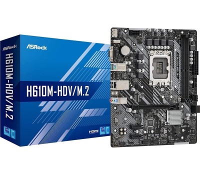 Материнская плата ASROCK Материнская плата H610M-HDV/M.2+ D5, Socket LGA 1700, Intel H610, mATX, Ret