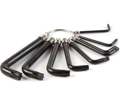 Набор ключей SPARTA Набор ключей имбусовых Torx 9 шт: T10, 15, 20, 25, 27, 30, 40, 45, 50, оксидированные, на кольце 112667