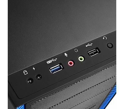 Корпус для ПК DEEPCOOL Корпус TESSERACT BF (ATX, Black-Blue, CPU 169mm, VGA 310mm, 1 x USB3.0, 1 x USB2.0, Audio x 1, Mic x 1, «Ext. 5.25»x 2, Int. 3.5»x4, 2.5»x3, Rear fan 120mm, W/O PSU) (712220)»