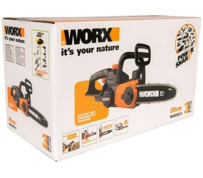 WORX Цепная пила WG322E, аккумуляторная, 20В, 2Ач, с одним аккумулятором