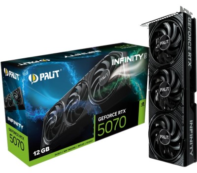 Видеокарта PALIT Видеокарта RTX5070 INFINITY3 12GB GDDR7 192b, HDMI DPx3 (NE75070019K9-GB2050S) RET