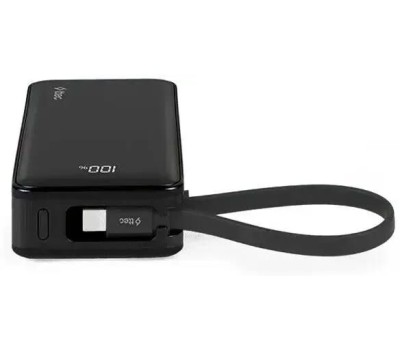 TTEC Внешний аккумулятор ReCharger LCD 10000mAh PD 20W Powerbank USB-C&USB-A со встроенным кабелем USB-C. Цвет: черный