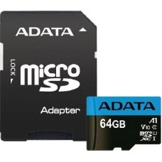 Карта памяти A-DATA 64GB MicroSDHC Class10 UHS-I A1 + адаптер (AUSDX64GUICL10A1-RA1)