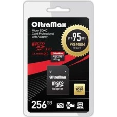 Карта памяти OLTRAMAX MicroSDXC 256GB Class 10 UHS-1 PREMIUM (U3)+ адаптер (SD 95 MB/s) [OM256GCSDXC10UHS-1-PrU3]