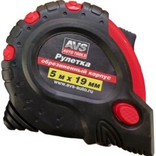 Рулетка AVS TOOLS MT5019RM 5м х 19 мм обрезиненный корпус (3 фиксатора, зацеп с магнитом)