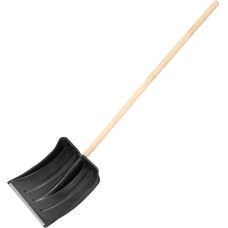 Лопата РОССИЯ Лопата для уборки снега пластиковая, 380х385х1420 мм, оцинк.планка, дерев.черенок 6157454