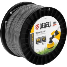 Леска для триммера DENZEL Леска для триммера двухкомпонентная звезда, 3,0мм х 166м, на DIN катушке EXTRA CORD 96843