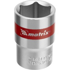 Головка торцевая MATRIX Головка торцевая, 19 мм, шестигранная, CrV, под квадрат 1/2, хромированная 13119