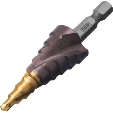 Сверло DENZEL Сверло ступенчатое 4-6-8-10-12-14-16-18-20 мм, Р6М5К5, 6-гр. хвостовик 723613