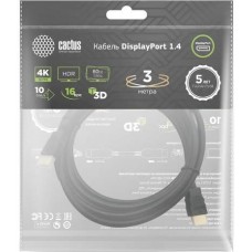 CACTUS Кабель аудио-видео CS-DP-DP-1.4-3, DisplayPort (m) - DisplayPort (m), ver 1.4, 3м, GOLD, черный