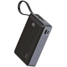 TTEC Внешний аккумулятор ReCharger LCD 20000mAh PD 65W Powerbank USB-C&USB-A со встроенным кабелем USB-C. Цвет: серый