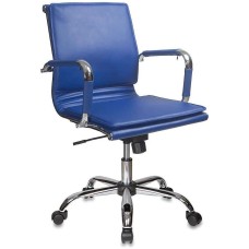БЮРОКРАТ Кресло руководителя CH-993-Low синий экокожа низк.спин. крестов. металл хром