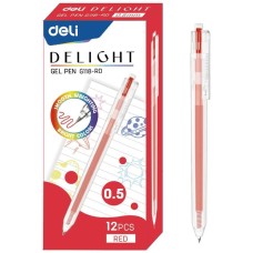 DELI Ручка гелев. ght EG118-RD прозрачный красн. черн. линия 0.5мм