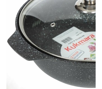 Жаровня КУКМОР жмт32а а/пр литая 3,0л стекл/кр Темный мрамор