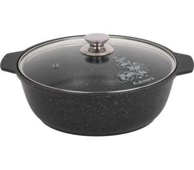 Жаровня КУКМОР жмт32а а/пр литая 3,0л стекл/кр Темный мрамор