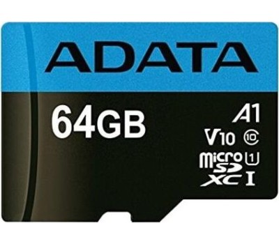 Карта памяти A-DATA 64GB MicroSDHC Class10 UHS-I A1 + адаптер (AUSDX64GUICL10A1-RA1)