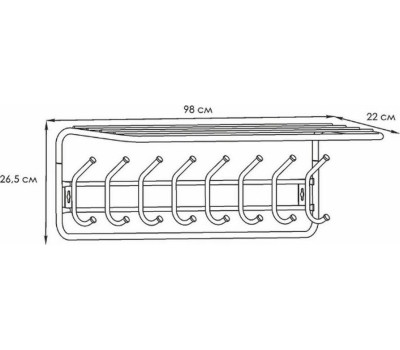 Вешалка настенная ЗМИ с полкой 100 Черная ВСП 169