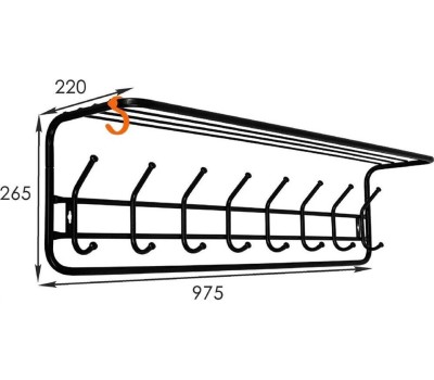 Вешалка настенная ЗМИ с полкой 100 Черная ВСП 169