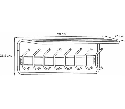 Вешалка настенная ЗМИ с полкой 100 Черная ВСП 169