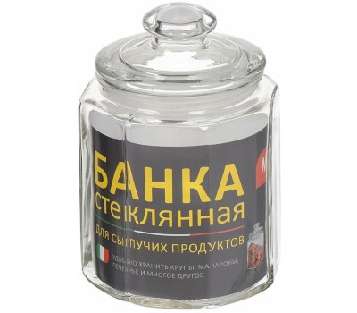 Стеклянная банка MALLONY Стеклянная банка для сыпучих продуктов с крышкой LATTINA, объем: 1.5 л (003603)