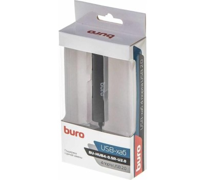 BURO Разветвитель USB 2.0 BU-HUB4-0.5R-U2.0 4порт. черный