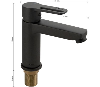 Смеситель для раковины CONSUL 8930 Смеситель для раковины, шаровый, ручка с прорезью, цвет ГРАФИТ