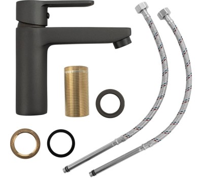 Смеситель для раковины CONSUL 8930 Смеситель для раковины, шаровый, ручка с прорезью, цвет ГРАФИТ