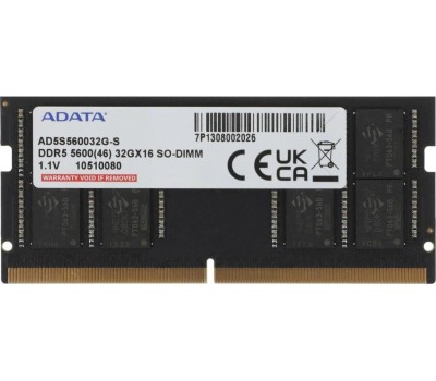 Оперативная память A-DATA Оперативная память AD5S560032G-S DDR5 - 1x 32ГБ 5600МГц, для ноутбуков (SO-DIMM), Ret
