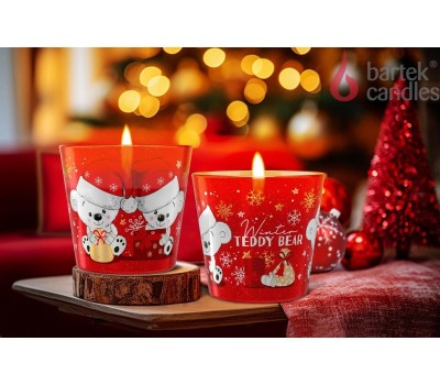 Свеча BARTEK Зимний Плюшевый мишка (Winter Teddy Bear) 115гр в стакане