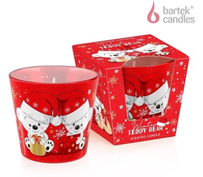 Свеча BARTEK Зимний Плюшевый мишка (Winter Teddy Bear) 115гр в стакане