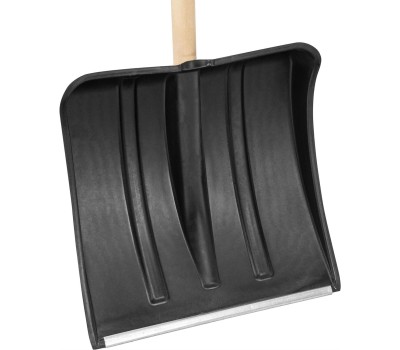 Лопата РОССИЯ Лопата для уборки снега пластиковая, 380х385х1420 мм, оцинк.планка, дерев.черенок 6157454