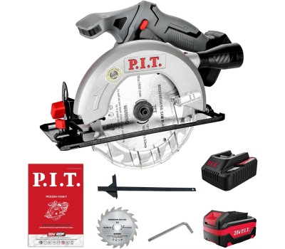 Пила циркулярная аккумуляторная P.I.T. Пила циркулярная аккум. PKS20H-165A/1 (20В, диск 165мм, пропил 52мм, 4300об/мин, 1акб4Ач, ЗУ)