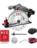 Пила циркулярная аккумуляторная P.I.T. Пила циркулярная аккум. PKS20H-165A/1 (20В, диск 165мм, пропил 52мм, 4300об/мин, 1акб4Ач, ЗУ)