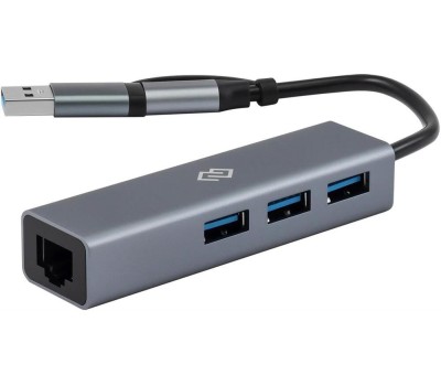 DIGMA Хаб (разветвитель) DHUB-LAN-4port, серебристый