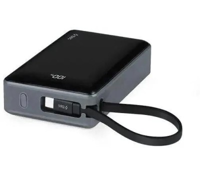TTEC Внешний аккумулятор ReCharger LCD 20000mAh PD 65W Powerbank USB-C&USB-A со встроенным кабелем USB-C. Цвет: серый