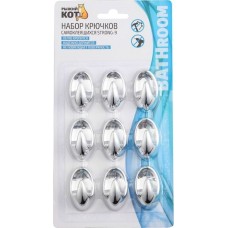 Набор крючков самоклеящихся РЫЖИЙ КОТ Набор крючков самоклеящихся STRONG-9, 9 шт (008230)