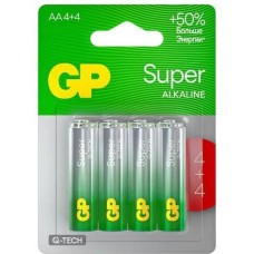 Батарейка аккумуляторная GP AA Батарейка Super Alkaline G-Tech 15А, 8 шт