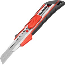 MATRIX Нож, 18 мм, выдвижное лезвие, металлическая направляющая, эргономичная двухкомпонентная рукоятка 78933