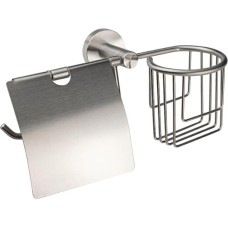 GFmark - Держатель освежителя воздуха и туалетной бумаги с экраном, из нержавеющей стали, с круглым основанием, цвет САТИН. 80244