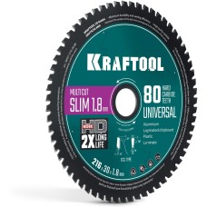 KRAFTOOL Slim multi cut 216 х 30 x 1.8 мм, 80Т, диск пильный по дереву (36957-216-30-80)