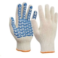 Перчатки REXANT (09-0201) х/б с покрытием ПВХ Волна , белые (20)