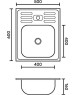 Мойка накладная FABIA м00003 Мойка накладная 50х60 см, толщина 0,4 мм, глубина 160 мм, без сифона